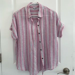 Splendid Button Shirt Pink Stripe XS NWOT